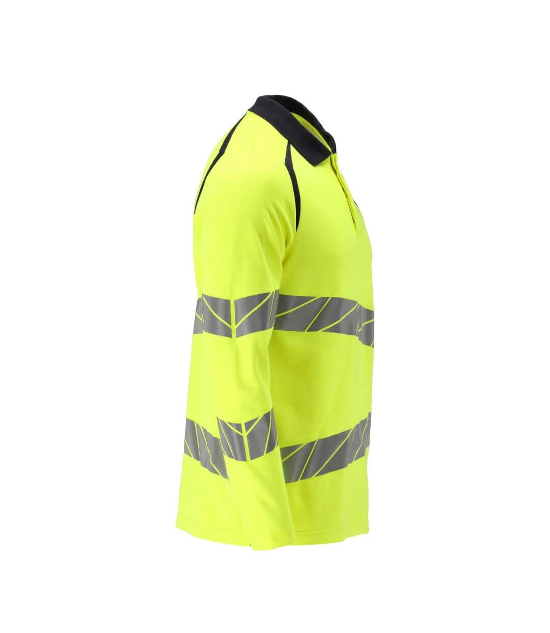 Polo Haute Visibilité Manches Longues Accelerate Multisafe Homme Jaune Fluo Bleu Marine Foncé Mascot-3