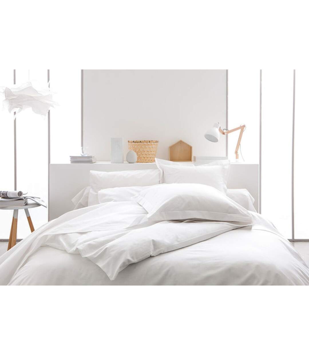 Housse de couette Chantilly - 100% coton 57 fils - 240 x 260 cm - Blanc