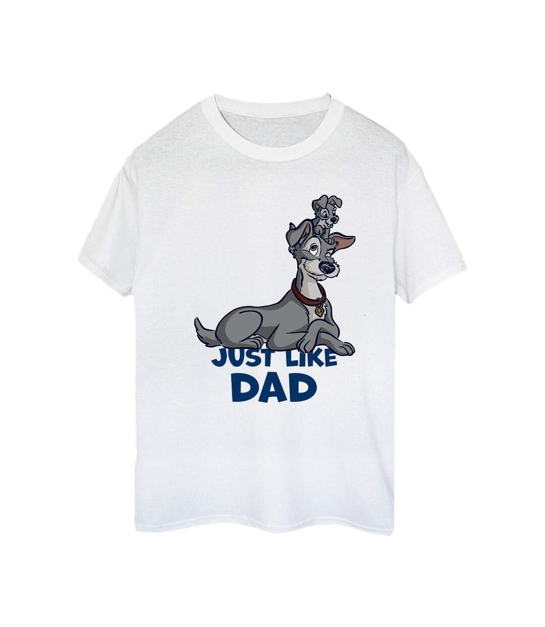 Disney Womens/Ladies Lady And The Tramp Just Like Dad Cotton Boyfriend T-Shirt (Blanc) - UTBI30762-1
