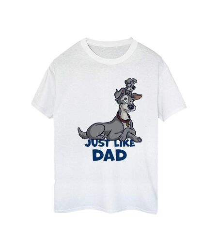 Disney Womens/Ladies Lady And The Tramp Just Like Dad Cotton Boyfriend T-Shirt (Blanc) - UTBI30762