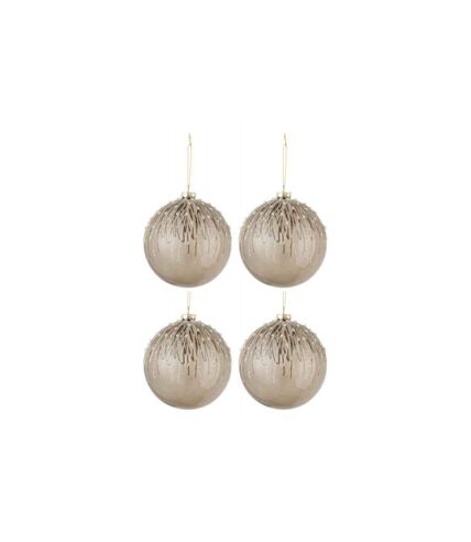 Paris Prix - Lot De 4 Boules De Noël perles Pailletées 12cm Gris