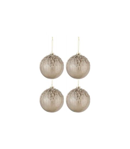 Paris Prix - Lot De 4 Boules De Noël perles Pailletées 12cm Gris