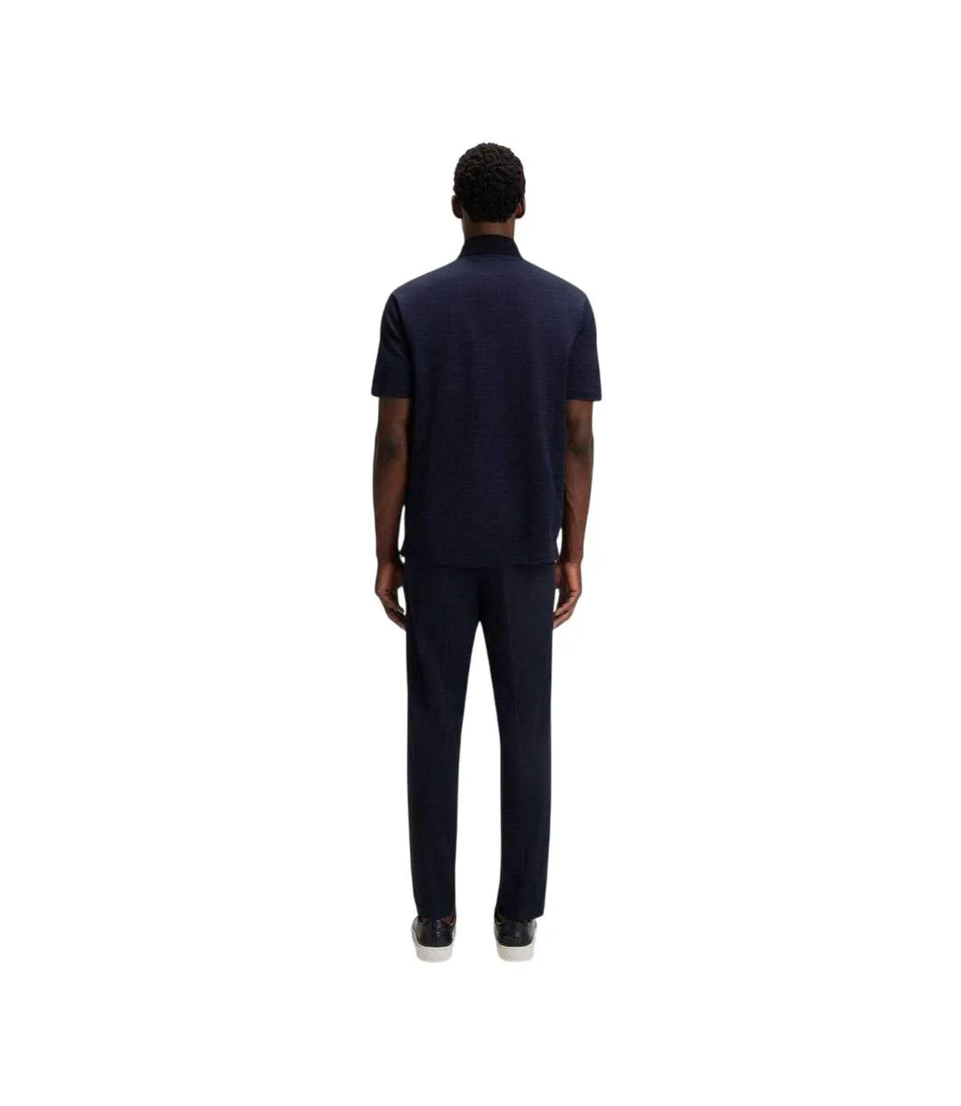 Mens Parris 102 Mercerised Cotton Polo Shirt Dark Blue Boss-3