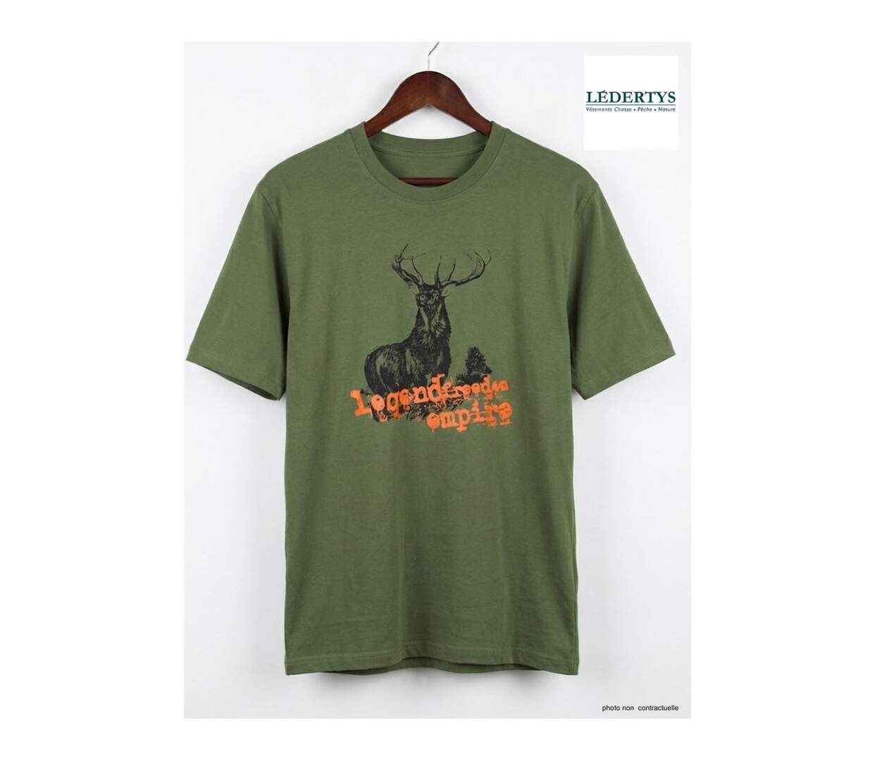 Tee-shirt Chasse Homme Ledertys LY0599K Kaki avec Motif Cerf-5