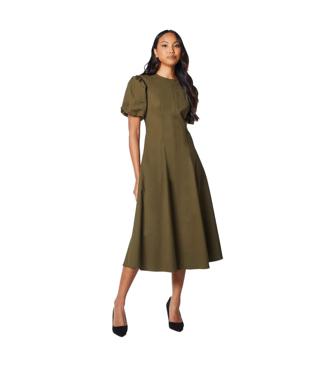 Robe mi-longue femme olive Principles-1