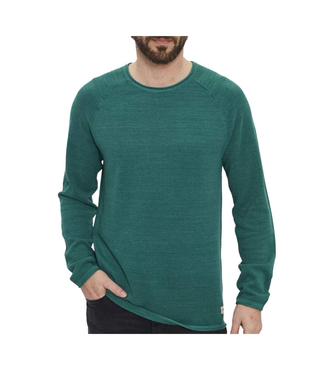 Pull vert foncé homme jack & jones knit crew-1