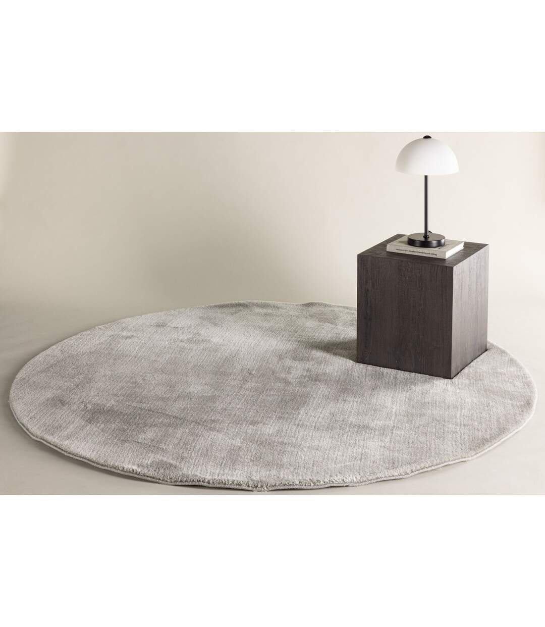 Tapis Rond Uni Blanca 200cm Gris Clair-4