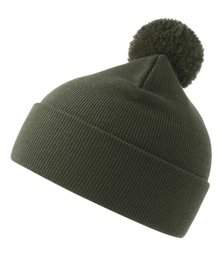 Unisex Adult Wind S Pom Pom Recycled Double Skin Cuffed Beanie Olive Atlantis