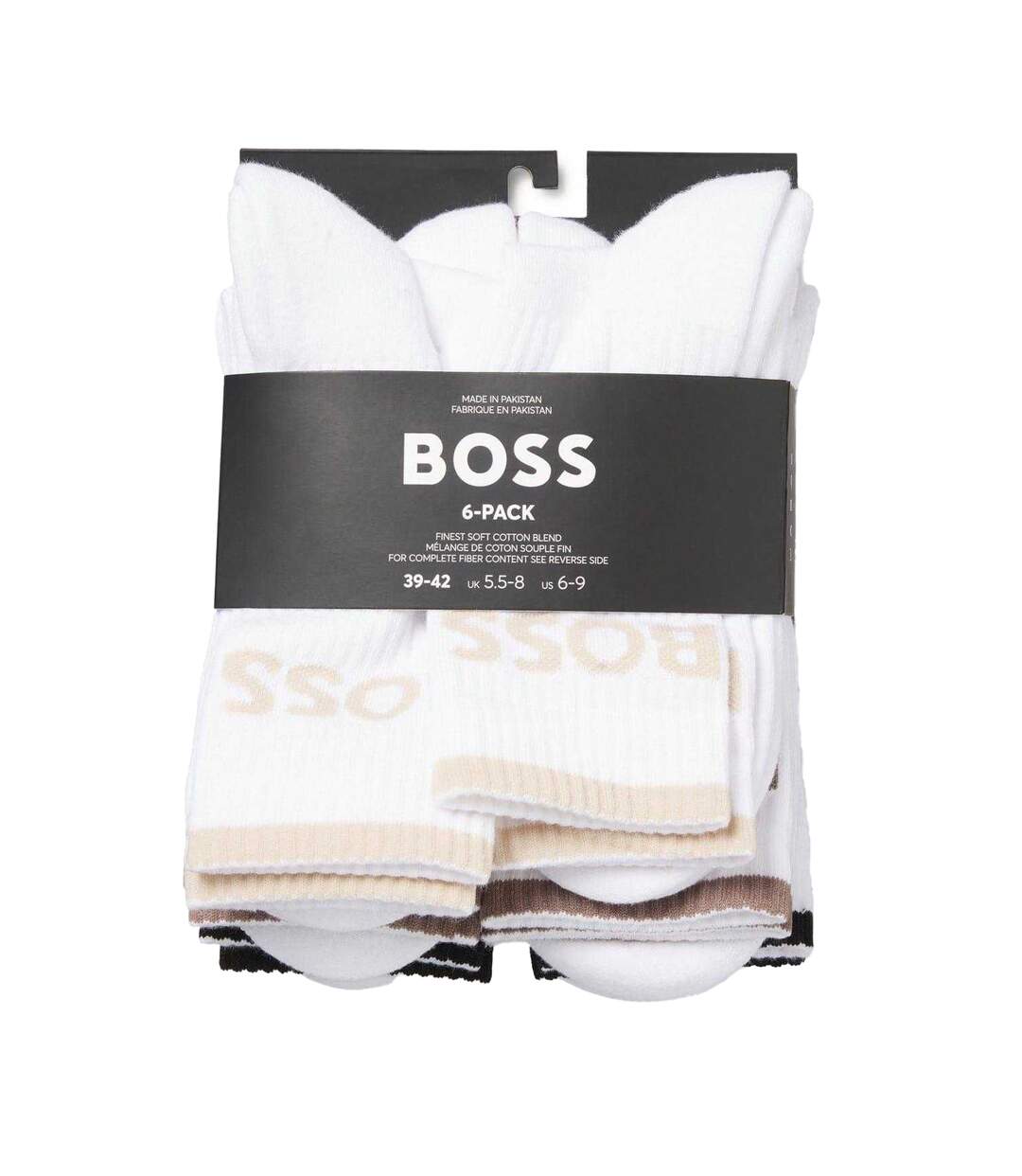 Lot De 6  Chaussettes Motif/style Lettrage Homme Blanc Boss-3