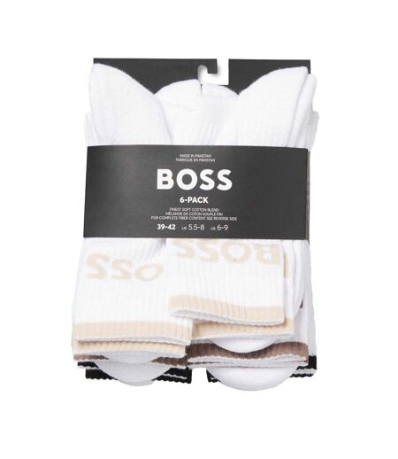 Lot De 6  Chaussettes Motif/style Lettrage Homme Blanc Boss