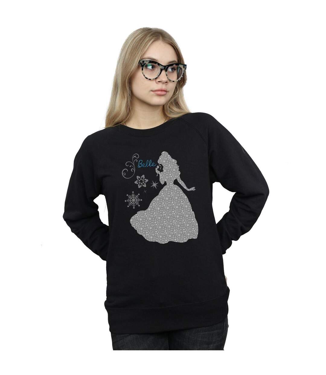 Disney Princess - Sweat BELLE CHRISTMAS SILHOUETTE - Femme (Noir) - UTBI10276-2