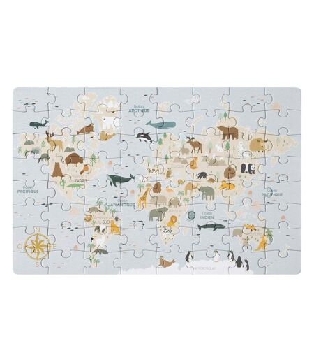Puzzle Enfant 64 pièces Carte du Monde 42cm Multicolore