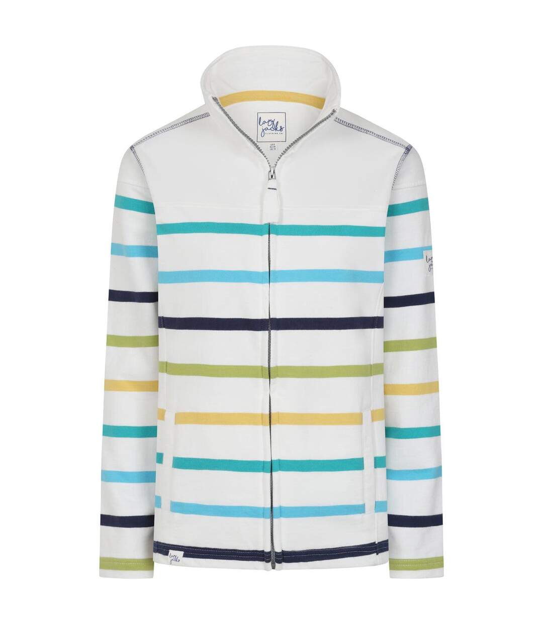 Sweat Motif/style Rayé Femme Blanc Vert Lazy Jacks-1
