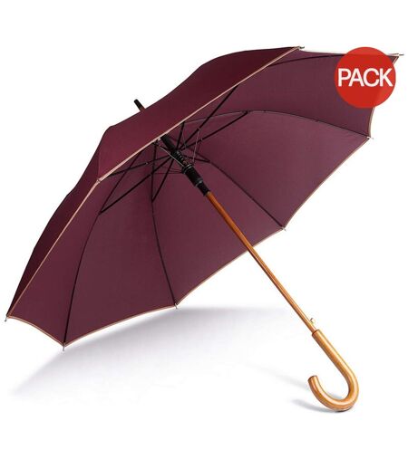 Lot de 2  Parapluie à ouverture automatique unisexe 58,5 cm bordeaux/beige Kimood