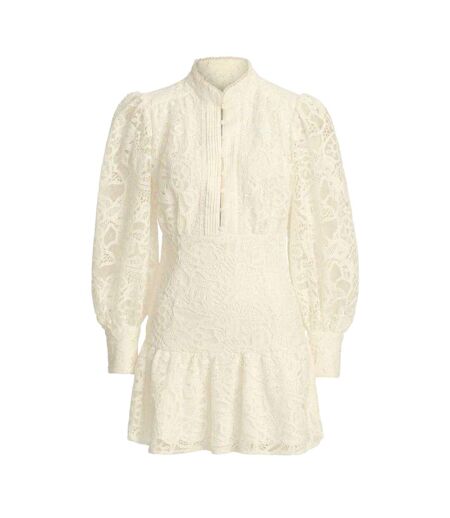 Robe Courte Motif/style Lacets Remy Femme Blanc Cassé Bardot