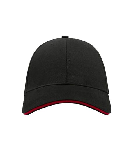 Atlantis Liberty Sandwich Heavy Brush Cotton 6 Panel Cap (Black/Red) - UTAB193