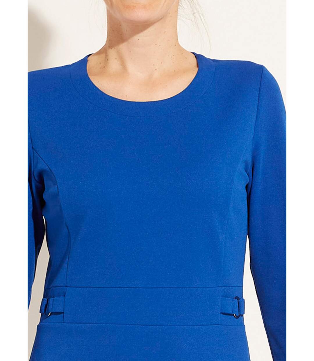 Robe droite manches 3/4 maille souple-3