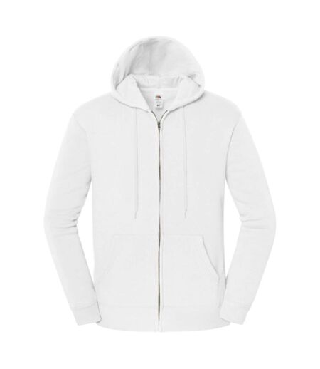 Mens Iconic Premium Hooded Sweat Jacket White Fruit Of The Loom