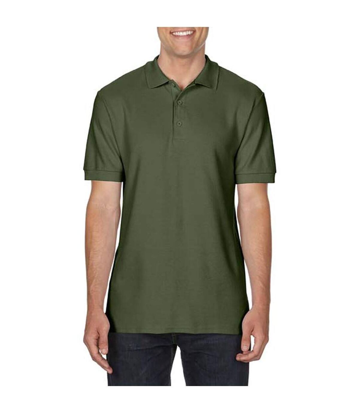 Gildan Mens Premium Cotton Sport Double Pique Polo Shirt (Military Green) - UTBC3194