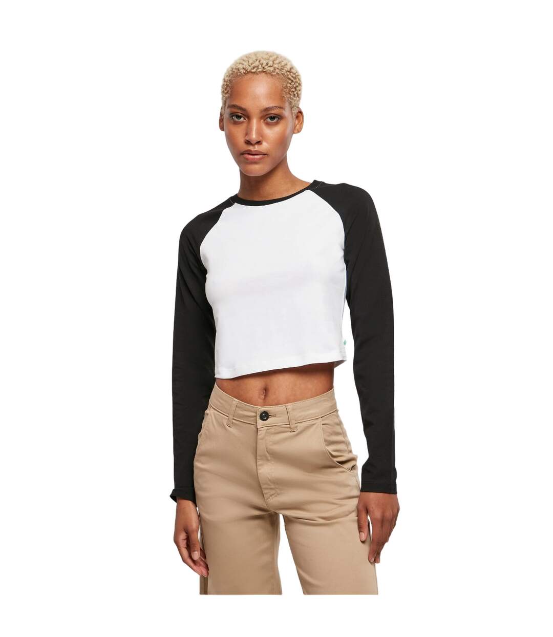 T-shirt court femme blanc / noir Urban Classics-3