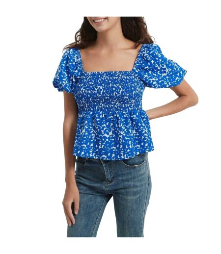 Womens/ladies Square Neck Relaxed Fit Blouse Blue Be You