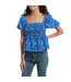 Womens/ladies Square Neck Relaxed Fit Blouse Blue Be You-2