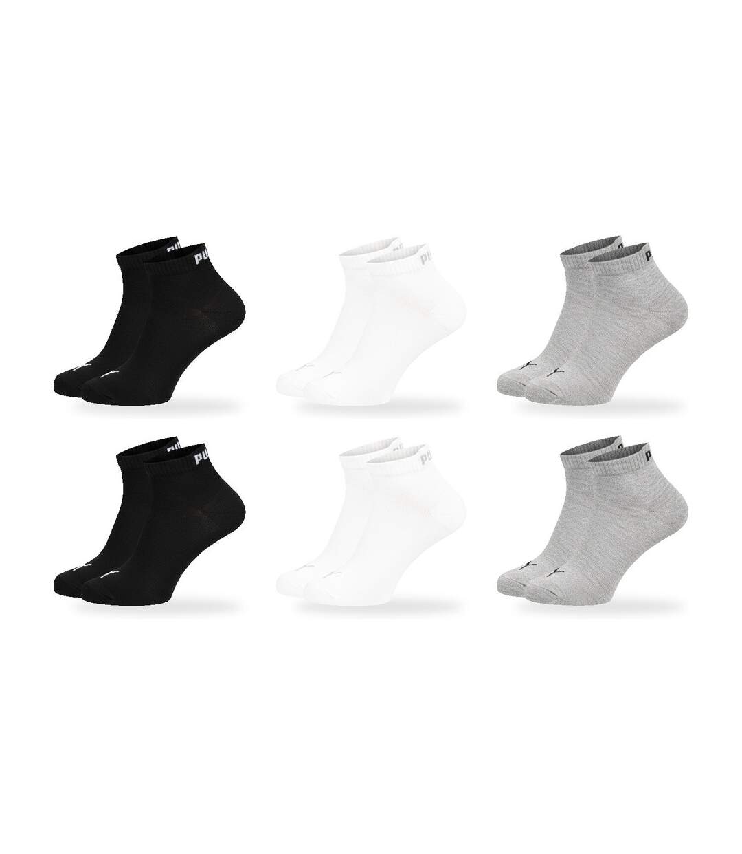 PUMA Chaussettes Mixte Quarter Pack 6 Paires (Lot) - Coton Doux-1