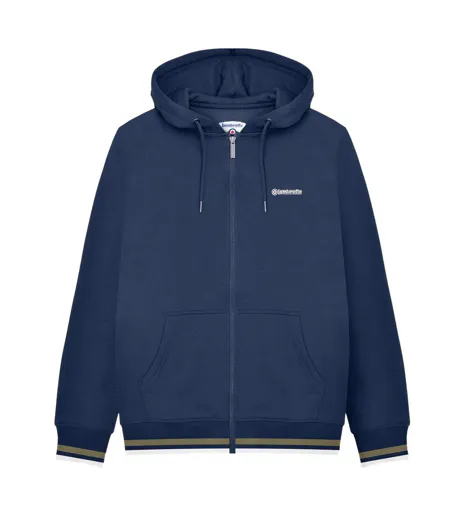 Mens Ss25 Full Zip Hoodie Navy Khaki Lambretta