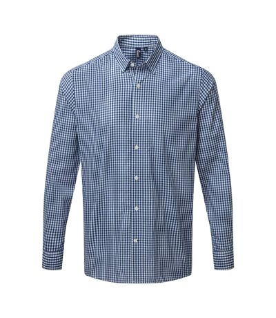 Premier Mens Maxton Check Shirt à manches longues (Bleu marine / blanc) - UTPC3905