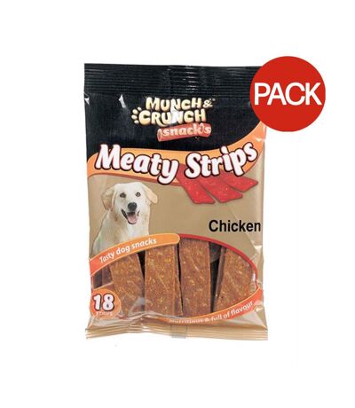 Pack of 18  Meaty chicken strips dog treat  one size may vary Munch & Crunch