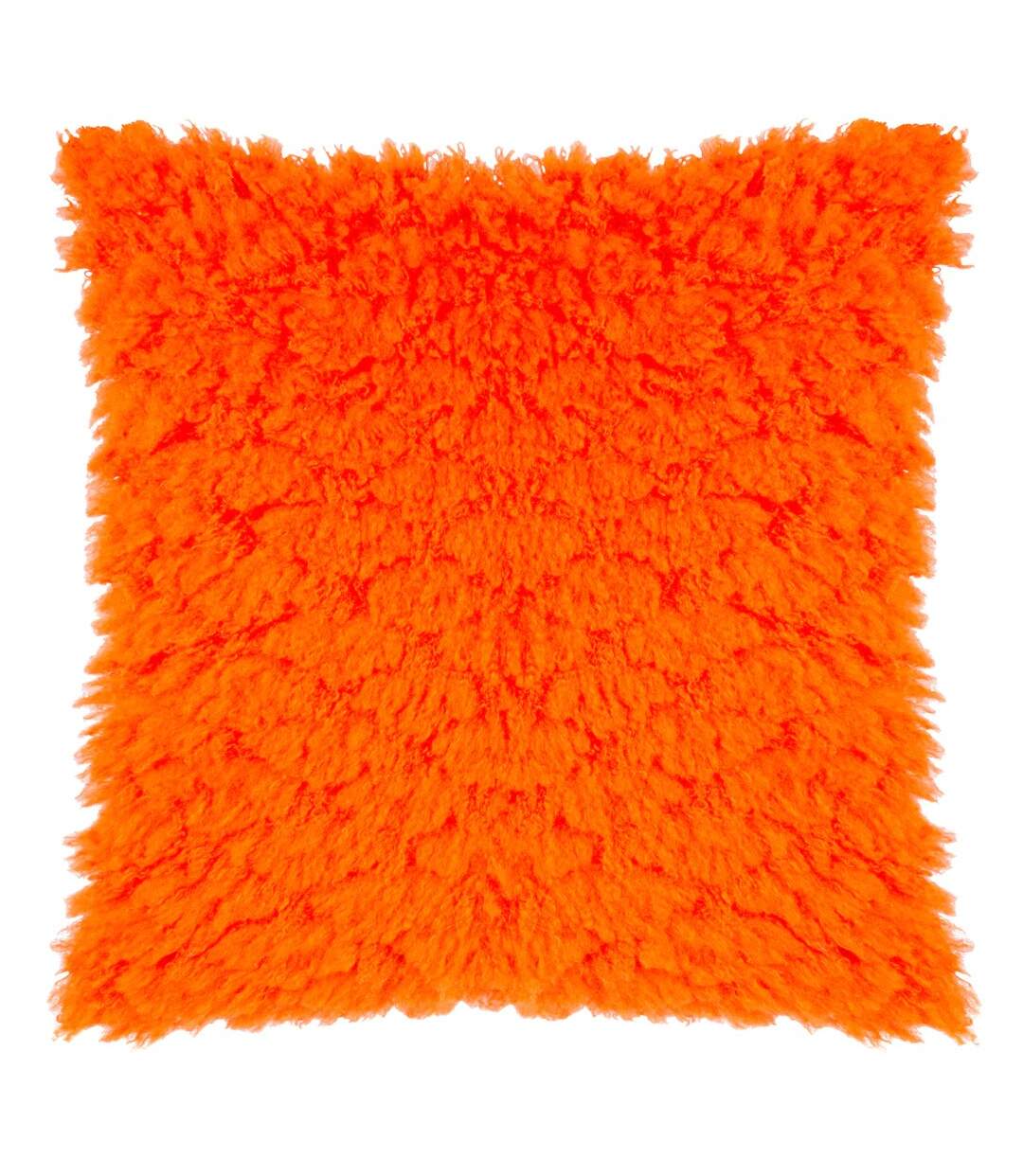 Faux fur fluff ball cushion cover 45cm x 45cm orange fever Heya Home