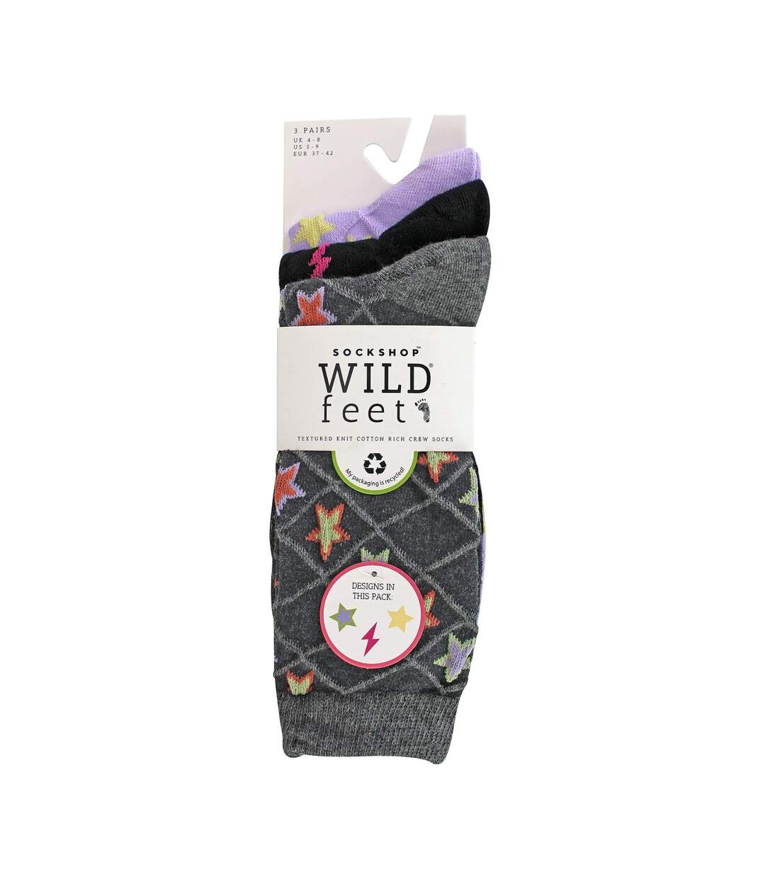 3 Pack Ladies Fashionable Texture Knit Cotton Socks-2