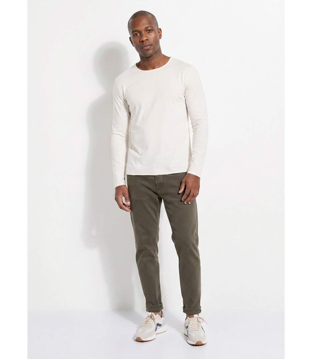 T-shirt col rond détails aspect brut-3