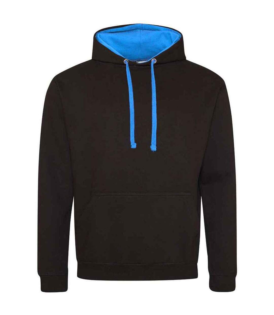 Womens/ladies varsity hoodie jet black/sapphire blue Awdis