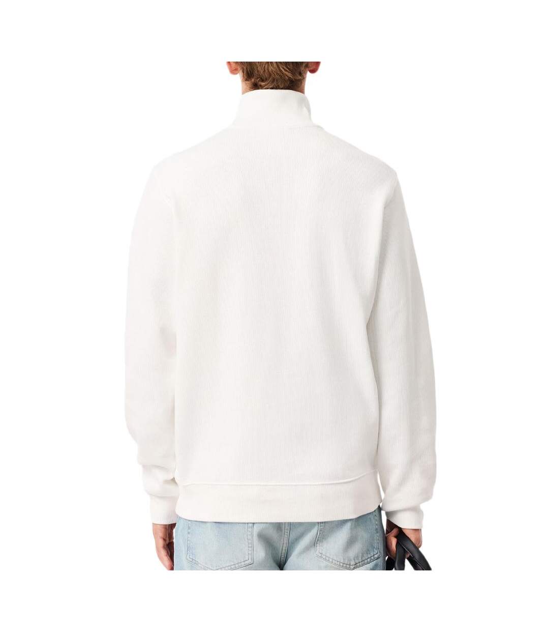 Sweat 1/4 de zip blanc homme lacoste regular fit-2
