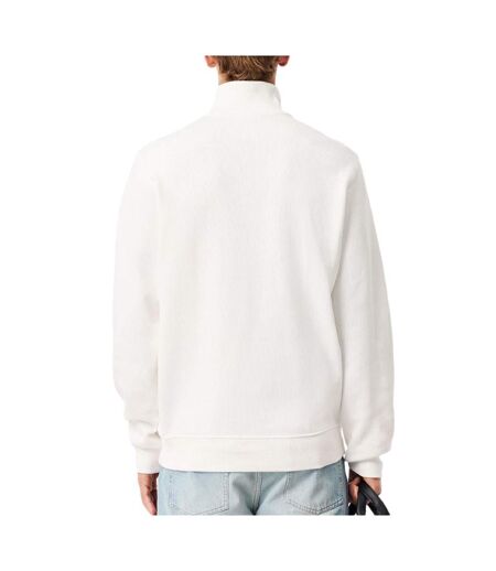 Sweat 1/4 de zip blanc homme lacoste regular fit