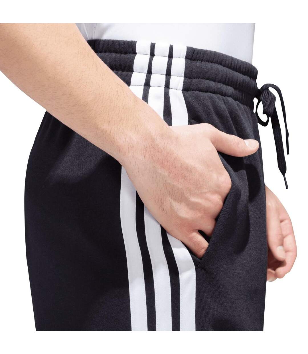 Mens Essentials French Terry 3 Stripes Shorts Black Adidas-4
