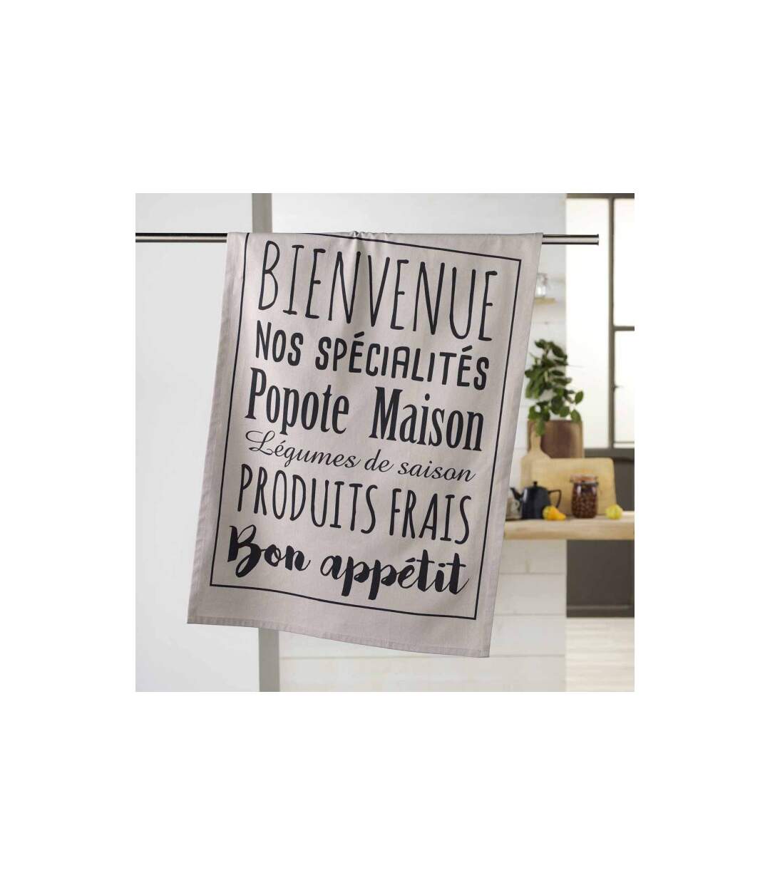 Torchon de Cuisine Imprimé Popote 50x70cm Lin-1