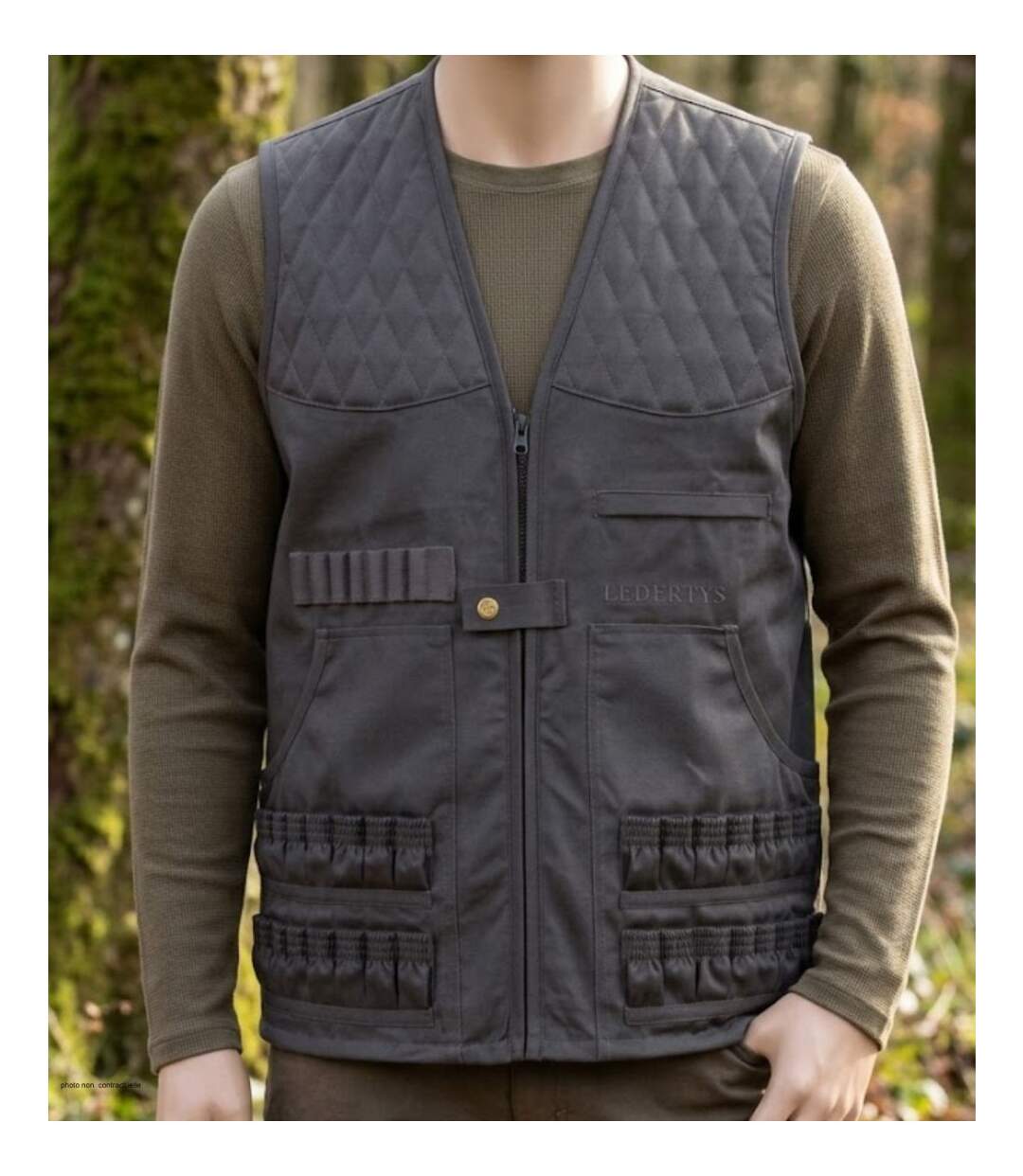 Gilet de Chasse LEDERTYS Spécial Munitions LY0204 – Cartouchière Haute Capacité, Carnier et Épaules Matelassées-1