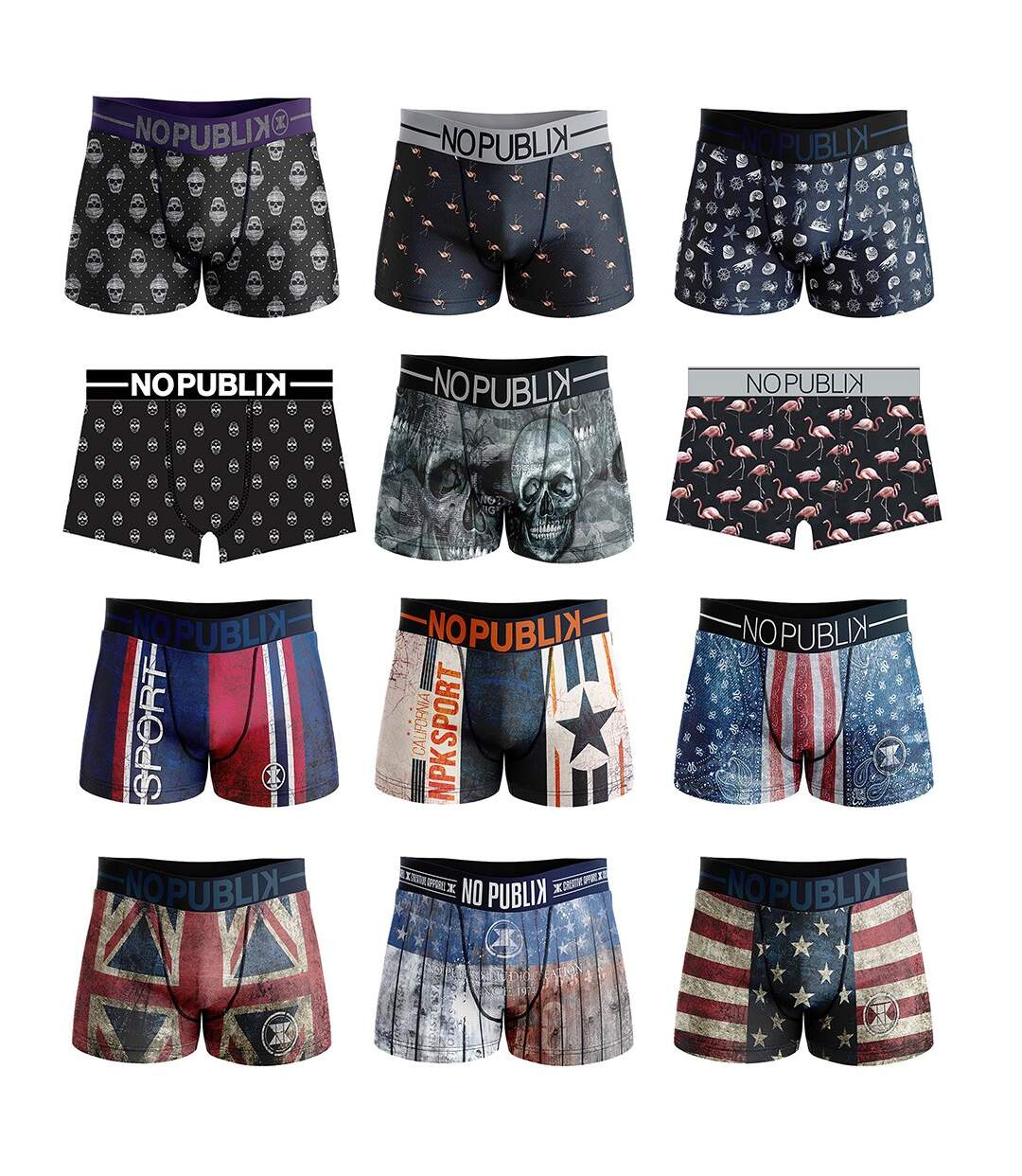 Boxer No Publik Homme Confort et Fantaisie en Microfibre -Assortiment modèles photos selon arrivages- Pack de 3 Boxers Surprise