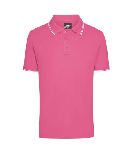 Polo Homme Rose Blanc James And Nicholson