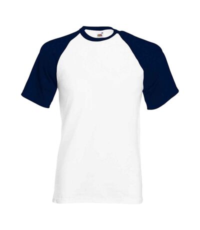 T-shirt adulte blanc / bleu marine foncé Fruit of the Loom