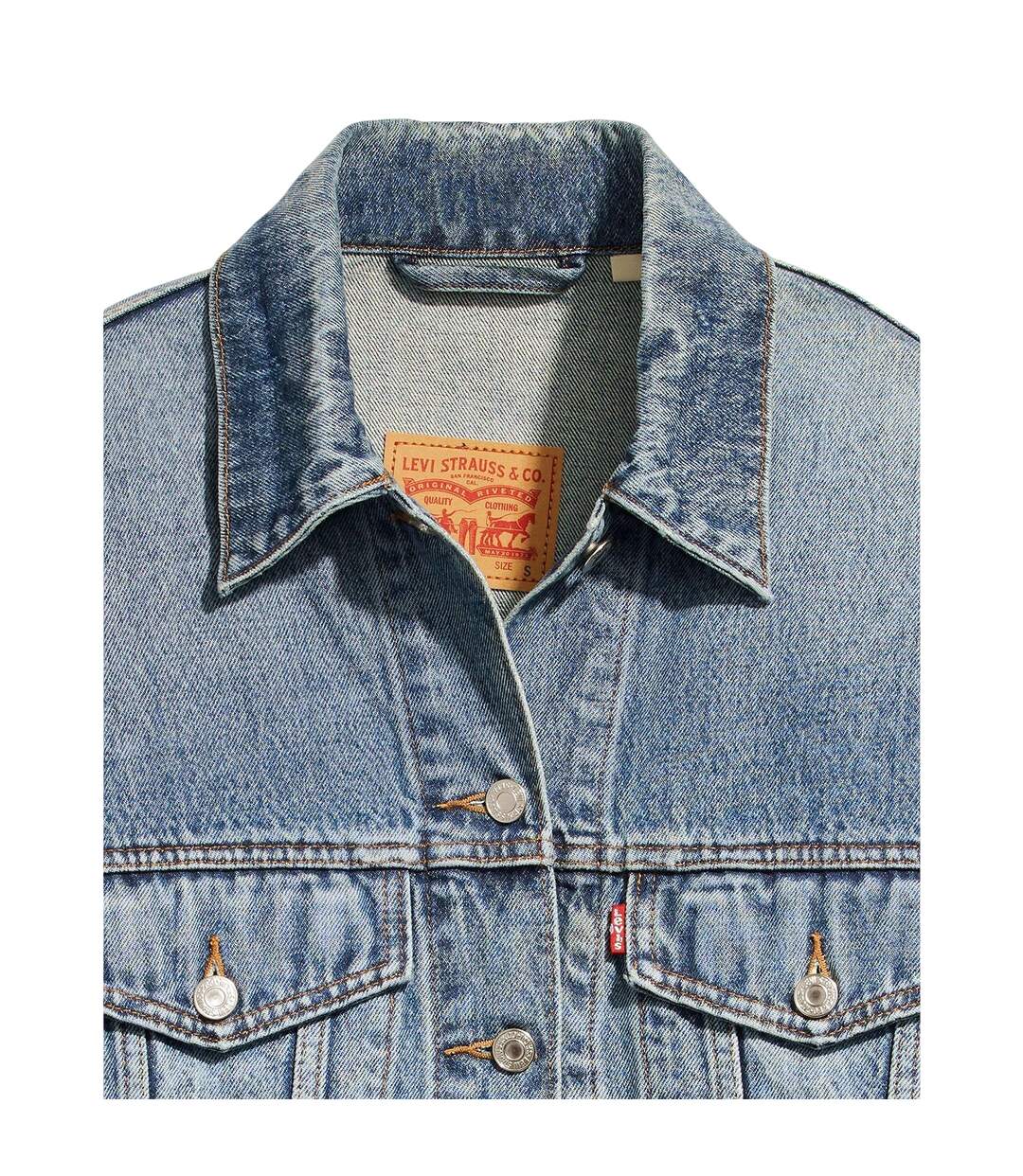 Womens/ladies Chest Pocket Denim Jacket Light Blue Levis-4