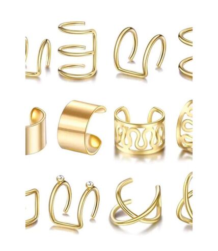 12 Piece Gold Adjustable Wire No Piercing Everyday Cartilage Helix Ear Cuff