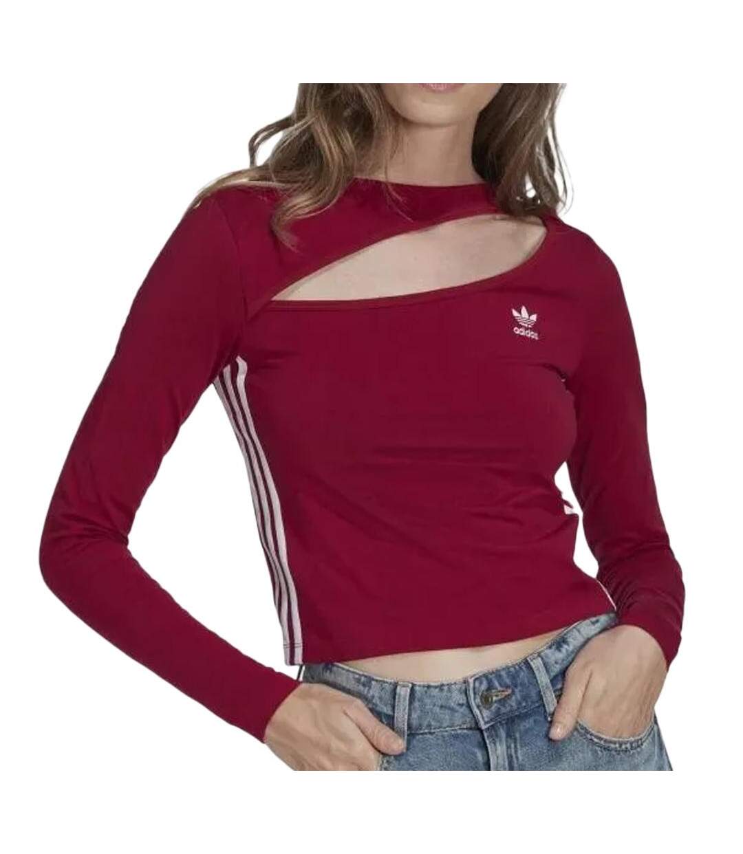 T-Shirt manches longues bordeaux femme adidas cut-1