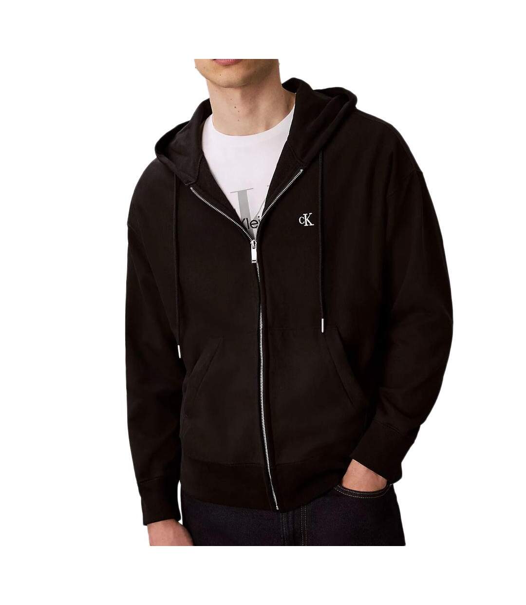 Sweat noir homme calvin klein jeans premium-1