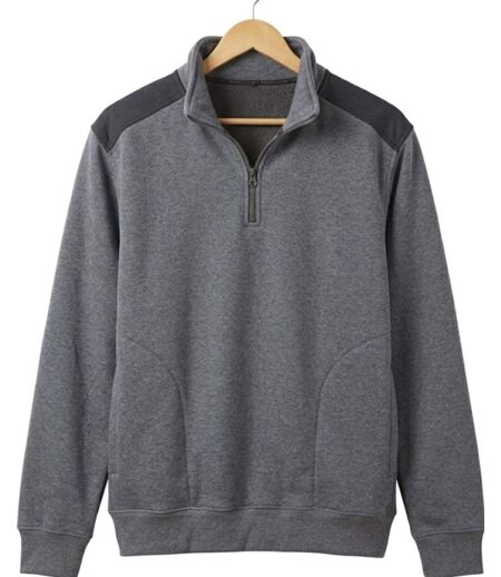 CHALLENGER PIERRO1 — Sweat molleton col camionneur zippé gris : chaleur et résistance optimale