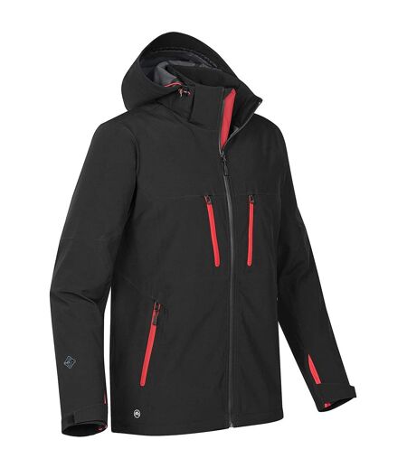 Womens/ladies Patrol Hooded Soft Shell Jacket Black Bright Red Stormtech
