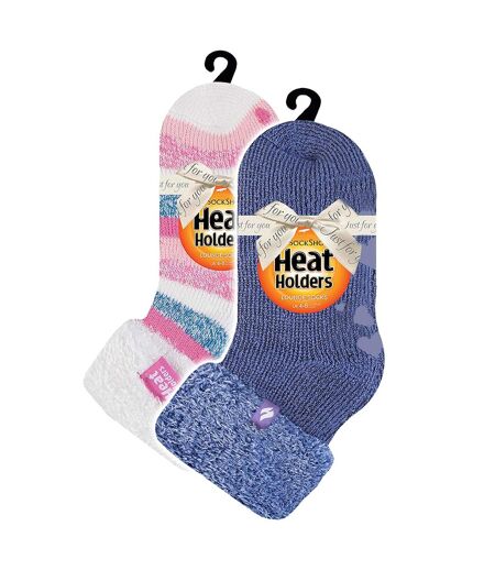 2 Pack Ladies Soft Lounge Socks with Grips