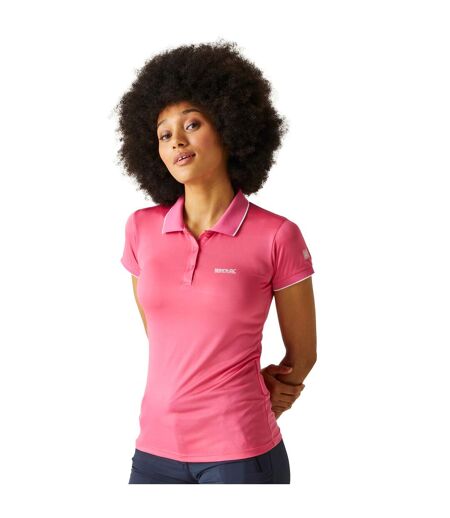 Womens/ladies Remex Ii Polo Neck T-shirt Flamingo Pink Solid Regatta